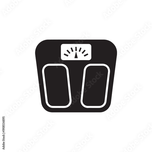 Black silhouette of bathroom scale isolated on checkered background, graphic resource vector illustration