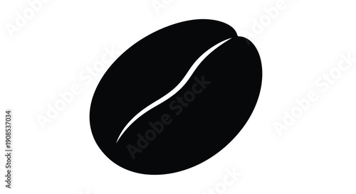 A single coffee bean depicted in a bold dark silhouette