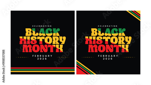 Set of Black History Month Lines colourful design