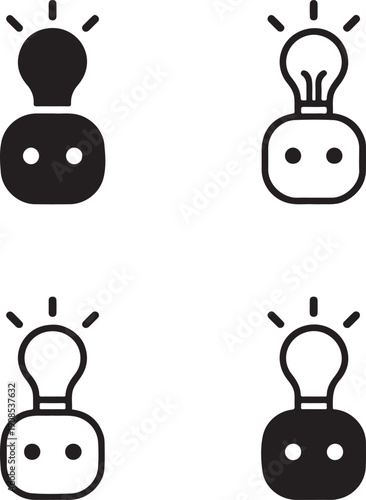 Illuminating Ideas: A creative compilation of minimalist lightbulb and socket icons, perfect for representing innovation, solutions, and bright ideas.