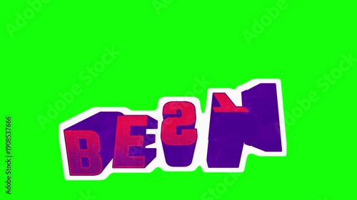looping smooth 3d text morph animation transforming offer to best with retro comic halftone style on green screen background for shopping promotion and discount deal overlay and marketing sales videos