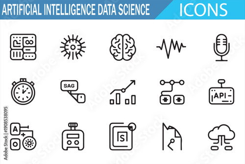 Neural network analytics icon pack