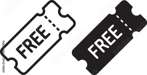 Graphic icon displaying a coupon ticket with serrated edges and the word FREE indicating a special offer
