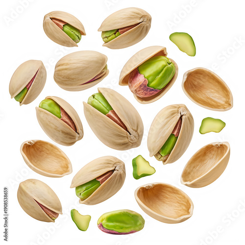 Wallpaper Mural Assorted pistachio nuts and shells scattered, isolated on transparent background Torontodigital.ca