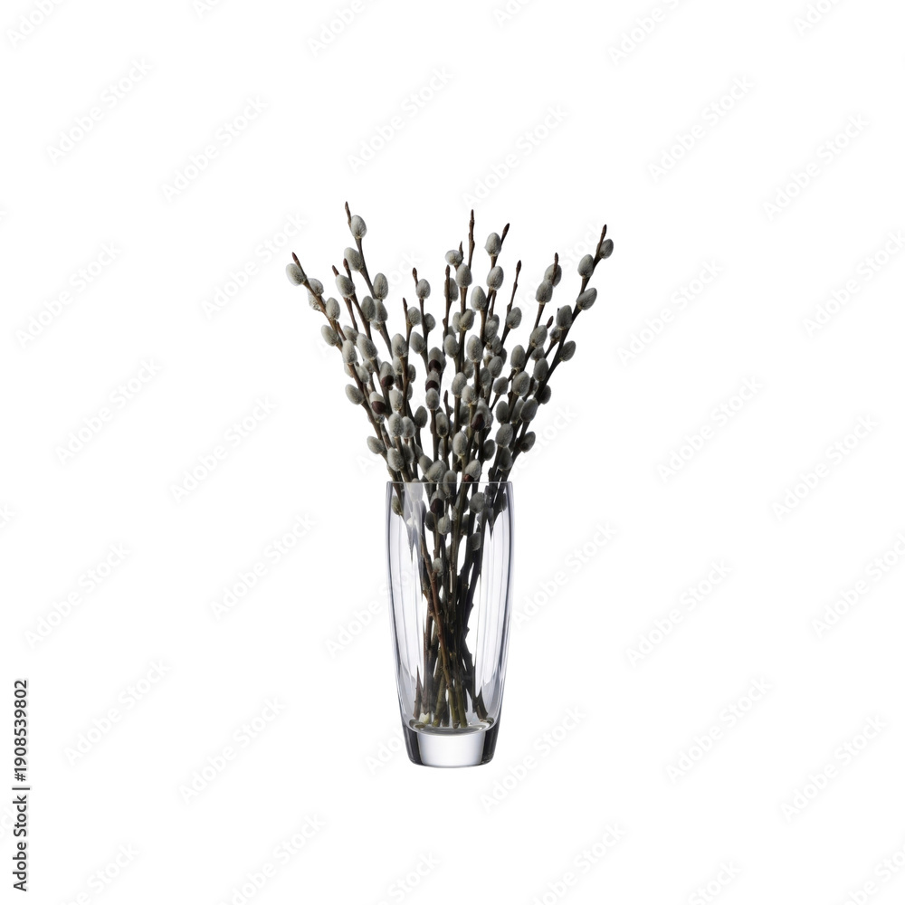 Fototapeta premium Pussy willow branches in a glass vase
