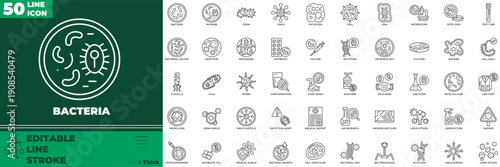 Bacteria Line Editable Icons set