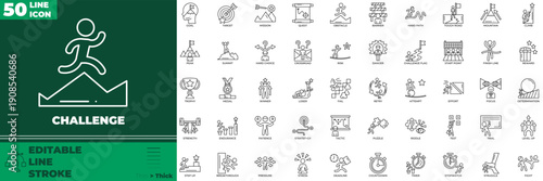 Challenge Line Editable Icons set