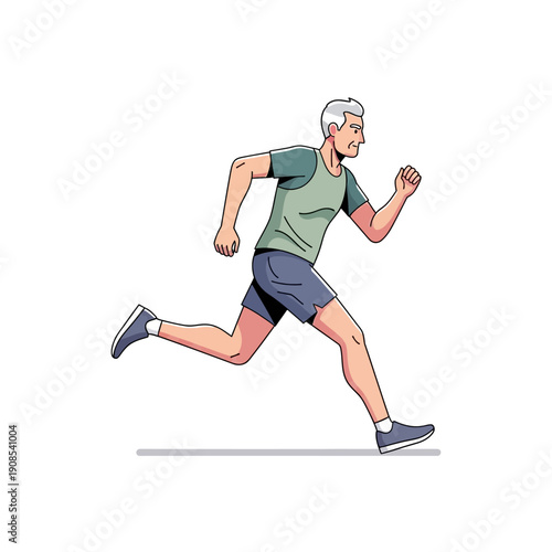 Active senior man running outdoors, healthy lifestyle, fitness and exercise