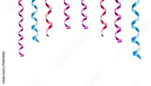 Colorful serpentine streamer on white background. Party decoration