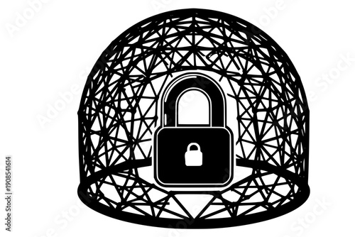 Quantum Safe Cryptography and Lattice Based Encryption Vector Icon for Advanced Cybersecurity and Data Privacy