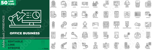 Office Business Line Editable Icons set