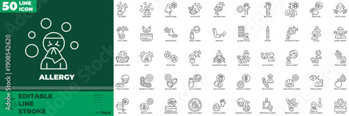 Allergy Line Editable Icons set