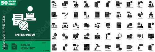 Interview Solid Editable Icons set