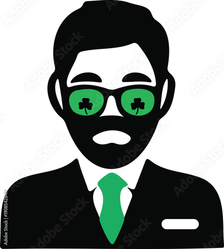 St Patricks Day business man with green eyes and tie  isolated on white background