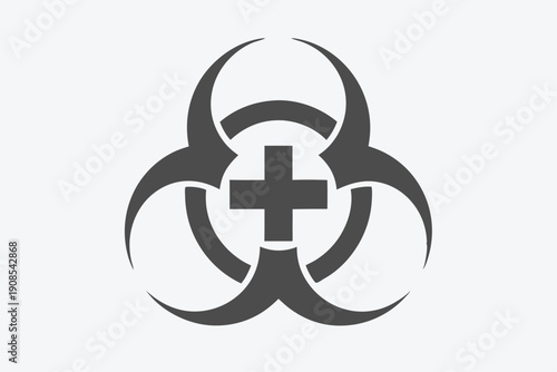 Biohazard Symbol with Medical Cross Icon | Hazardous Material Sign