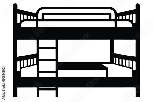 bunk bed line art silhouette vector illustration