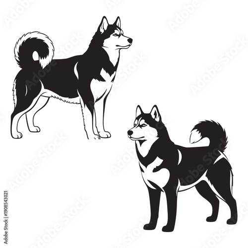 Shiba Inu Dog Silhouettes - Japanese Breed Pet Vector Set