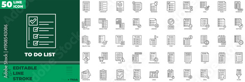 To Do List Line Editable Icons set