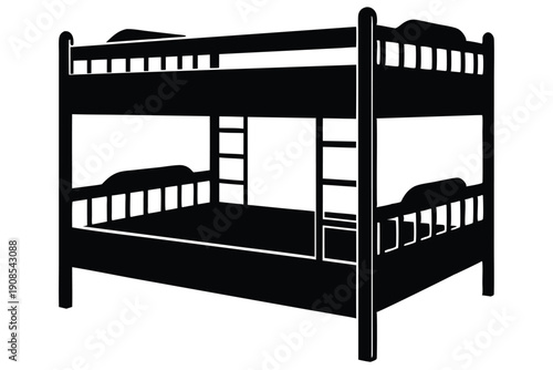 bunk bed line art silhouette vector illustration