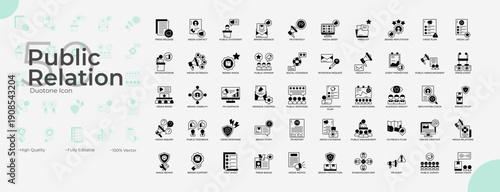 Public Relation Duotone Editable Icons set