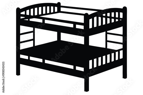 bunk bed line art silhouette vector illustration