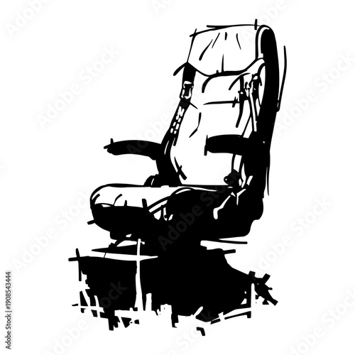 Single passenger seat or armchair sketch in grunge style