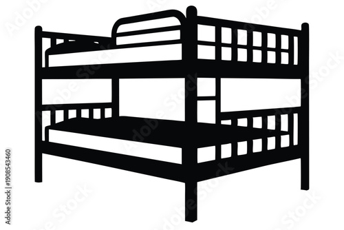 bunk bed line art silhouette vector illustration
