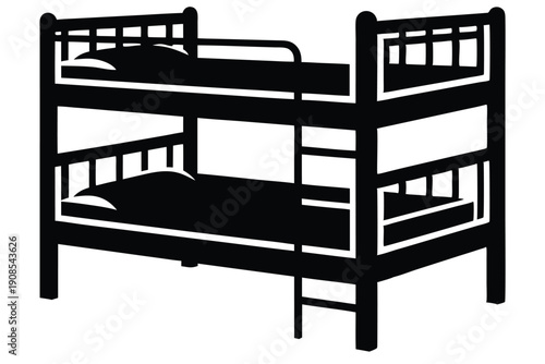 bunk bed line art silhouette vector illustration