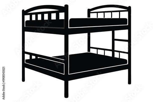 bunk bed line art silhouette vector illustration