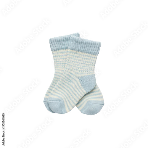 Baby socks with blue and white stripes