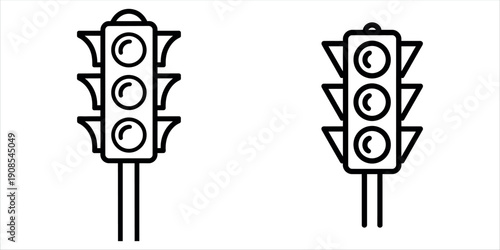 Traffic lights with three signals in simple line art design.