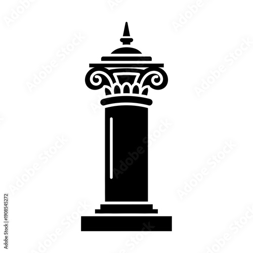 Ionic Column Capital Architectural Element Silhouette Vector Illustration