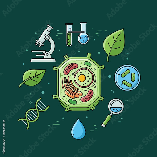 Plant Cell Biology Science Research Vector Illustration