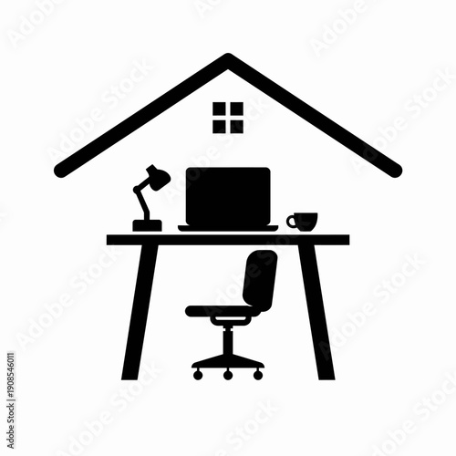 Modern home office setup with laptop and cozy atmosphere