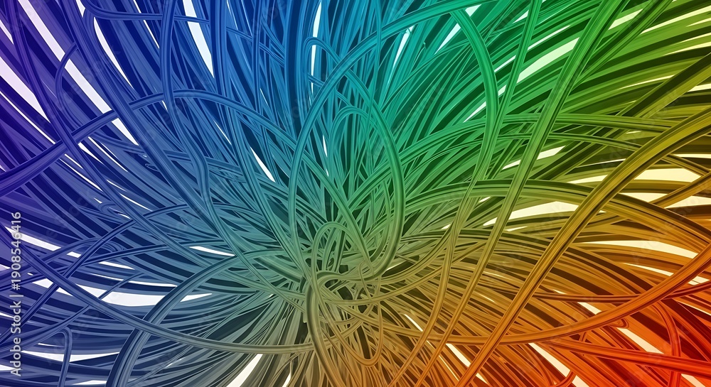 Fototapeta premium Abstract digital network of intertwined colorful lines with a vibrant gradient