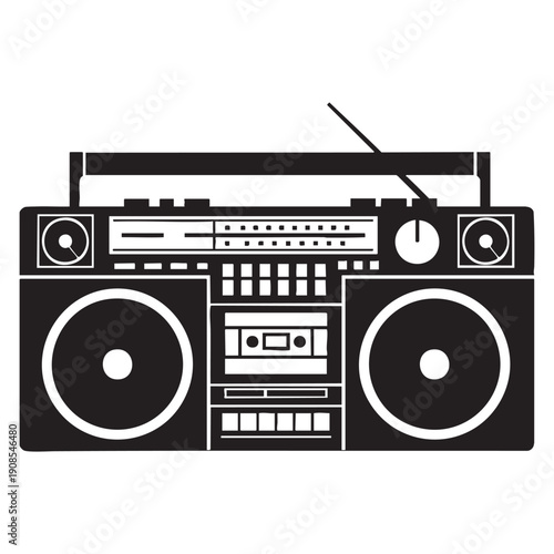 Retro Boombox Ghetto Blaster Icon - 80s Music Player
