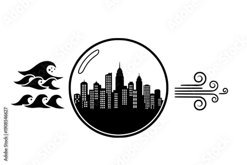 Physical Climate Resilience and Adaptation Vector Icon for Urban Planning and Disaster Preparedness Illustration