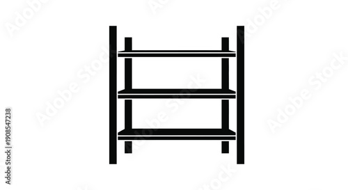 Simple black shelving unit graphic in a distinct silhouette