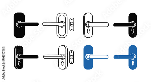 Various door handle designs in different colors a striking silhouette