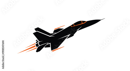 Modern jet fighter aircraft in dynamic flight a striking silhouette