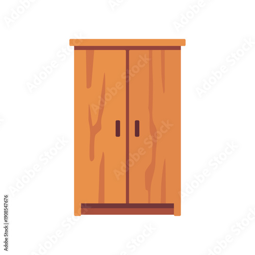 wooden wardrobe, furniture and home decor, storage closet cabinet, colorful vector flat style illustration
