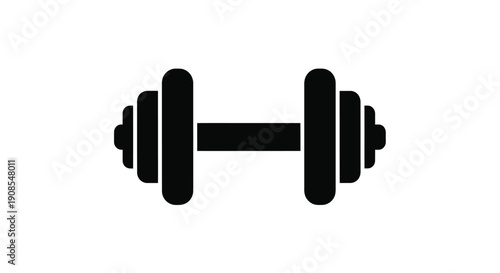 A black dumbbell icon simple design illustrative silhouette