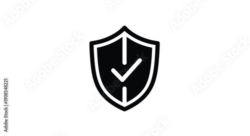 A black shield icon with a downward arrow simple silhouette