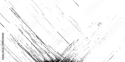 Abstract texture grunge made of diagonal streaks and distressed lines, black ink on a white background. grunge scratch patterns, chaotic linear noise. dirty monochrome pattern of the old worn surface.