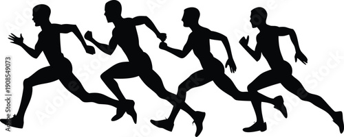 Four runners silhouettes in motion
