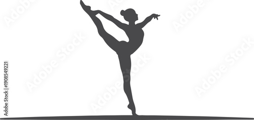 Gymnast Silhouette on Balance Beam – Gymnastics, Sports, Fitness Vector