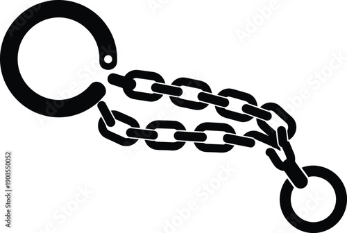 Broken shackle chain silhouette symbolizing freedom, liberation, breaking constraints, independence concept, bold vector illustration for justice and rights