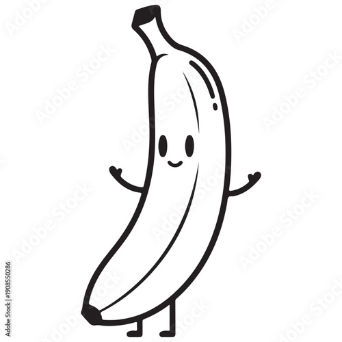 Cute Cartoon Banana Character with Happy Face and Limbs