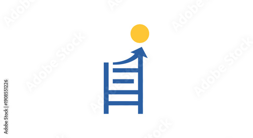 Blue Ladder with Arrow Up Symbol.