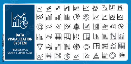 Data Visualization Icon Set: Professional Business Charts, Financial Graphs, Analytics Dashboards, and Infographic Vector Symbols